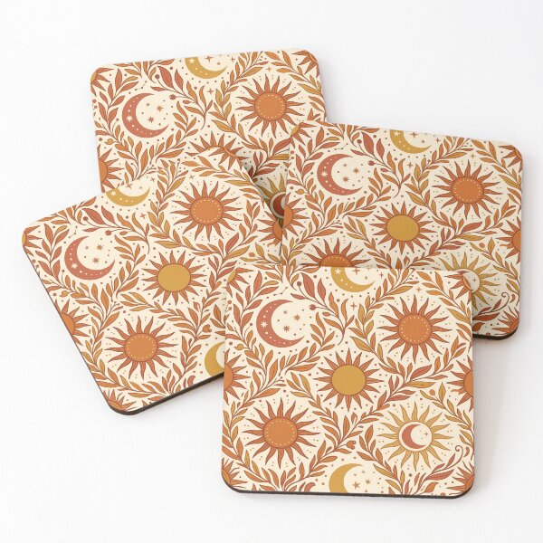 Item preview, Vintage Terracotta Sun and Moon Celestial Boho Pattern designed and sold by InkedHorizon.