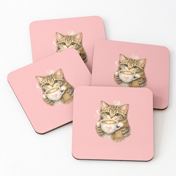 Item preview, kitten drinking coffee designed and sold by PasoaPaso2025.