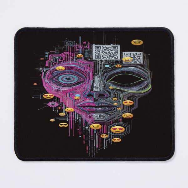 Item preview, Cyber Emoji Skull Circuit Face | Neon Glitch QR Code Tech Art designed and sold by ZChrome.