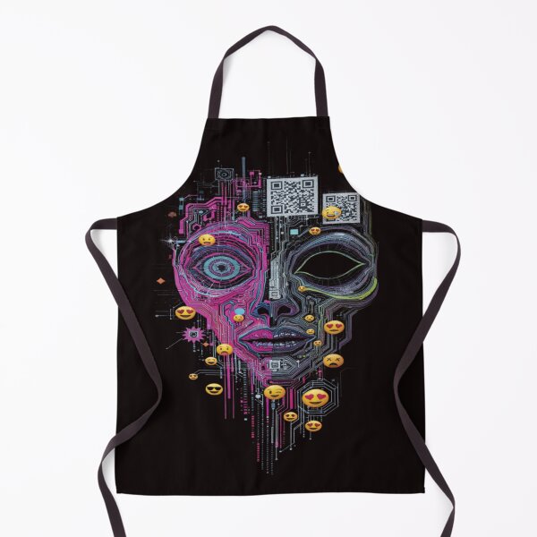 Item preview, Cyber Emoji Skull Circuit Face | Neon Glitch QR Code Tech Art designed and sold by ZChrome.