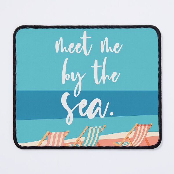 Item preview, Meet Me by the Sea – Striped Beach Chairs on Sandy Shore designed and sold by EmeraldeaArt.