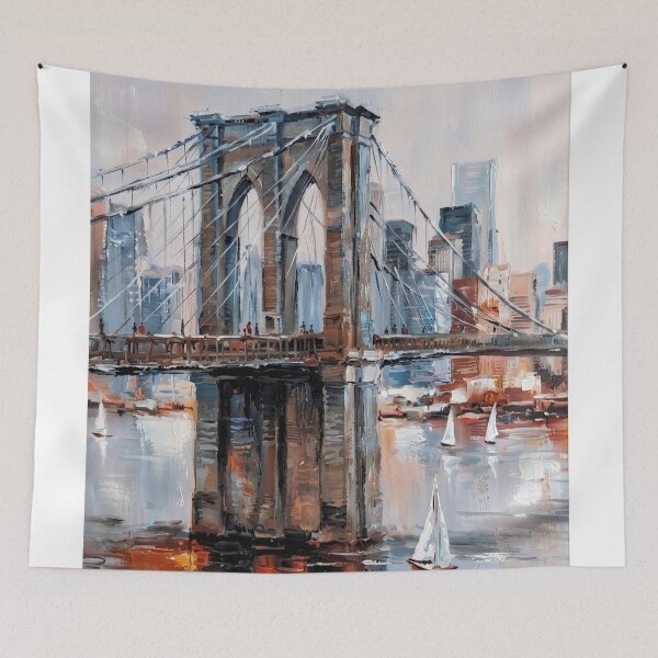 Item preview, Brooklyn Bridge Cityscape – New York Skyline Painting designed and sold by Meteor Destroyer.