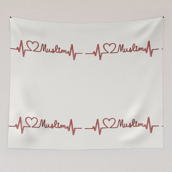 Item preview, Red 3D Muslim Heartbeat – Modern Islamic Identity Lifeline designed and sold by D-Islamic.