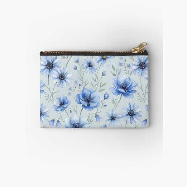 Item preview, Ethereal Blue Anemone and Daisy Watercolor Floral Pattern designed and sold by InkedHorizon.