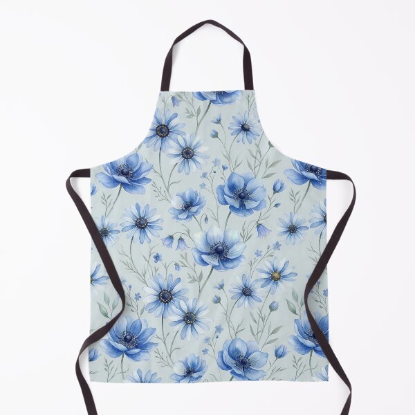 Item preview, Ethereal Blue Anemone and Daisy Watercolor Floral Pattern designed and sold by InkedHorizon.