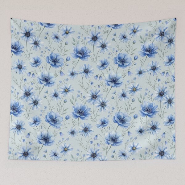 Item preview, Ethereal Blue Anemone and Daisy Watercolor Floral Pattern designed and sold by InkedHorizon.