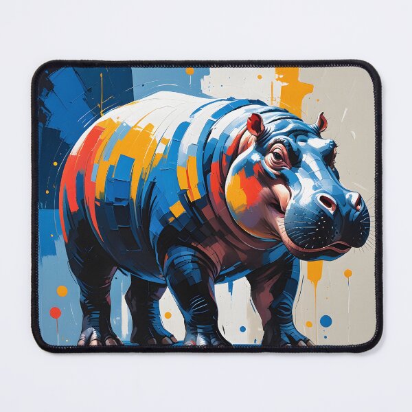 Item preview, Colorful Abstract Hippopotamus Art – Modern Wildlife Hippo Painting designed and sold by ArtnarongDesign.