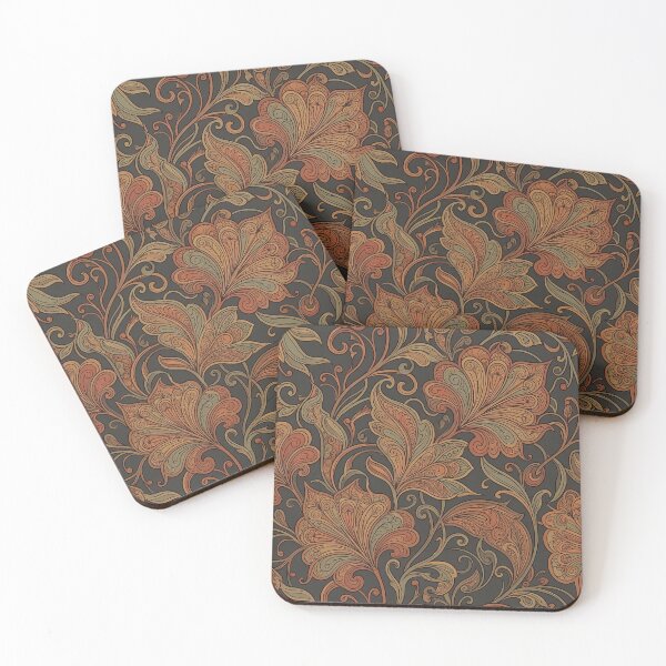 Item preview, Vintage Persian Floral Pattern in Terracotta and Charcoal designed and sold by InkedHorizon.