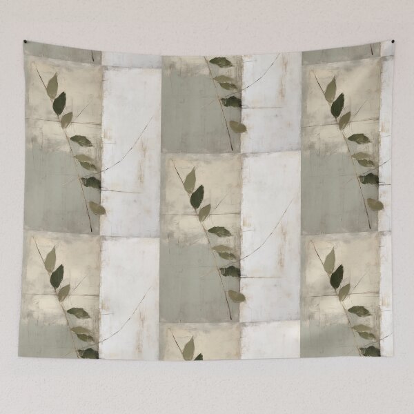 Item preview, Wabi sabi and japandi inspired abstract rustic sage leaves designed and sold by filigreedigital.
