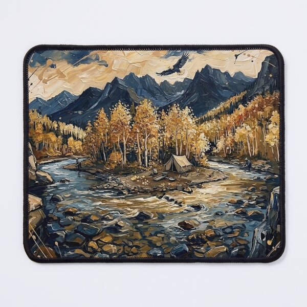 Item preview, Autumn Mountain River – Golden Forest Landscape Painting designed and sold by Meteor Destroyer.