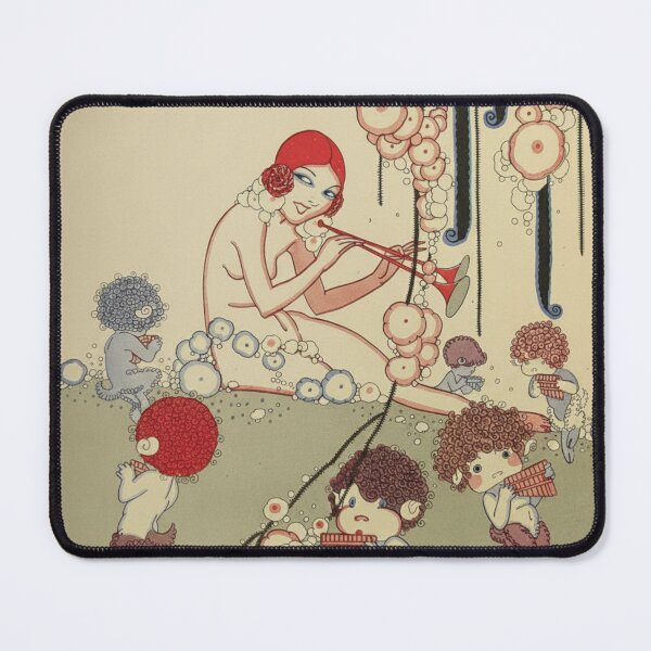 Item preview, Art Deco Illustration Whimsical Trumpet Player with Cherubs for Vintage Art Lovers designed and sold by RickE.
