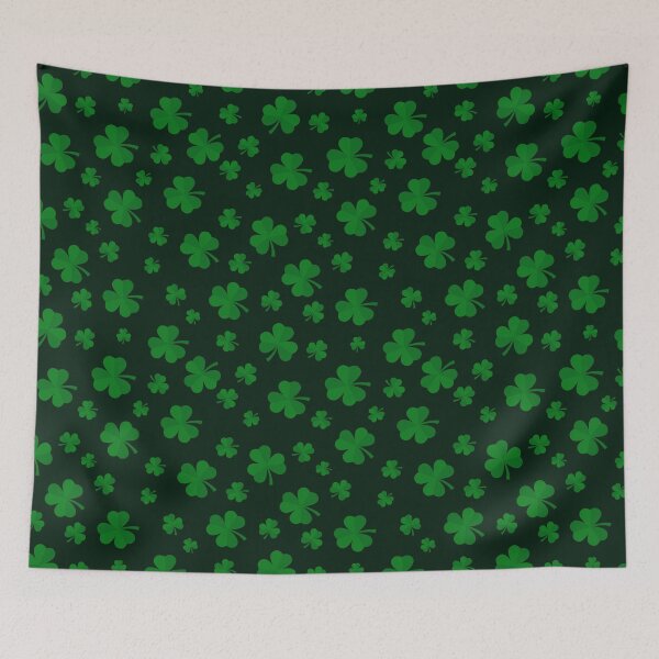 Item preview, Shamrock clover pattern over black background st Patrick day designed and sold by yusraadesignz.