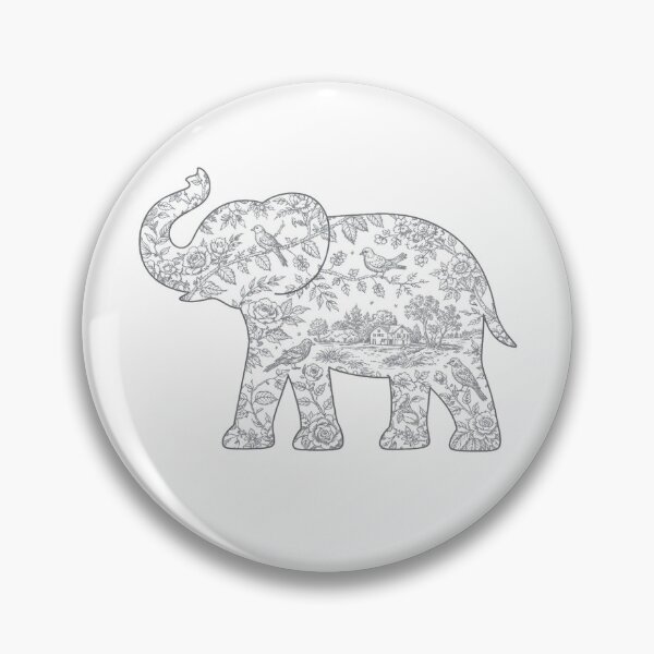 Item preview, Elephant Toile de Jouy Silhouette designed and sold by stagedoorprint.