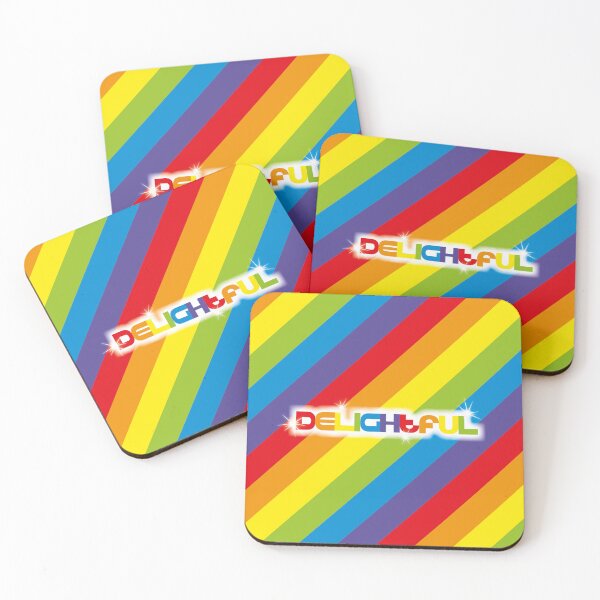 Item preview, Delightful – Bold Rainbow Stripe Typography Art Print designed and sold by Fabulosa Designs.