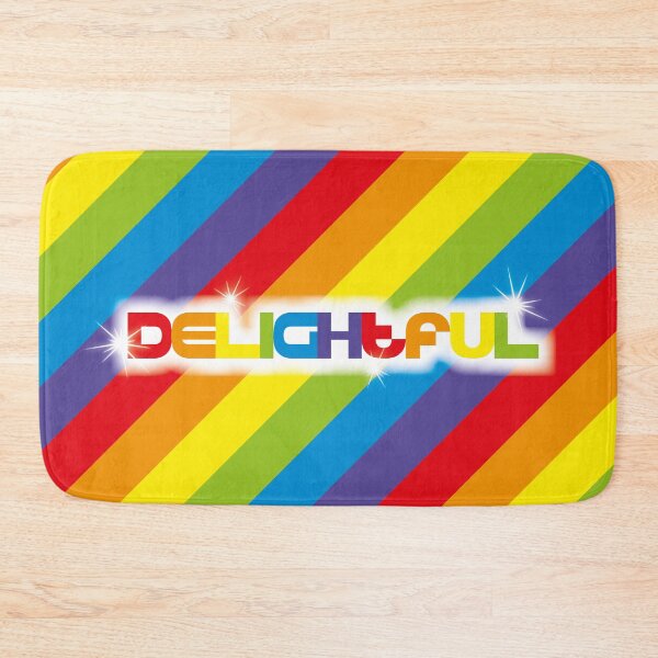 Item preview, Delightful – Bold Rainbow Stripe Typography Art Print designed and sold by Fabulosa Designs.