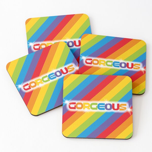 Item preview, Gorgeous – Bold Rainbow Stripe Typography Art Print designed and sold by Fabulosa Designs.