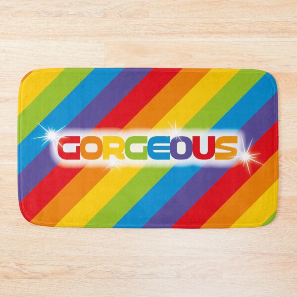 Item preview, Gorgeous – Bold Rainbow Stripe Typography Art Print designed and sold by Fabulosa Designs.