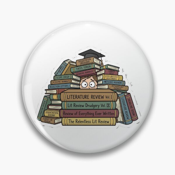 Item preview, Overwhelmed Student: Relentless Literature Review & Dissertation Drudgery Sticker designed and sold by AuroraPixelDa.
