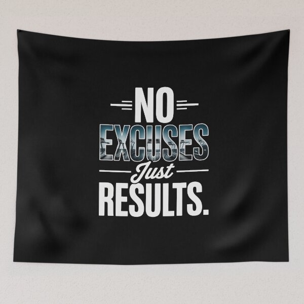 Item preview, No Excuses Just Results – Bold Gym Typography Art designed and sold by Enea Kelo.