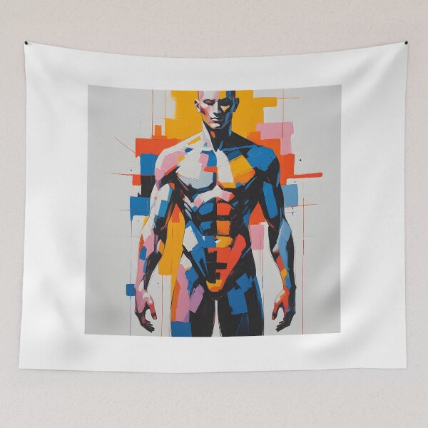 Item preview, Modern Abstract Human Figure Art – Geometric Body Painting designed and sold by ArtnarongDesign.