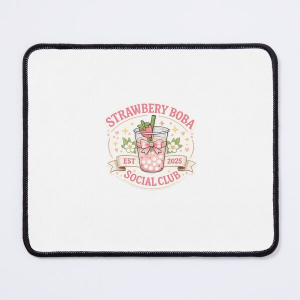 Item preview, Strawberry Boba Social Club Cute Bubble Tea Design designed and sold by Aura.Creative.