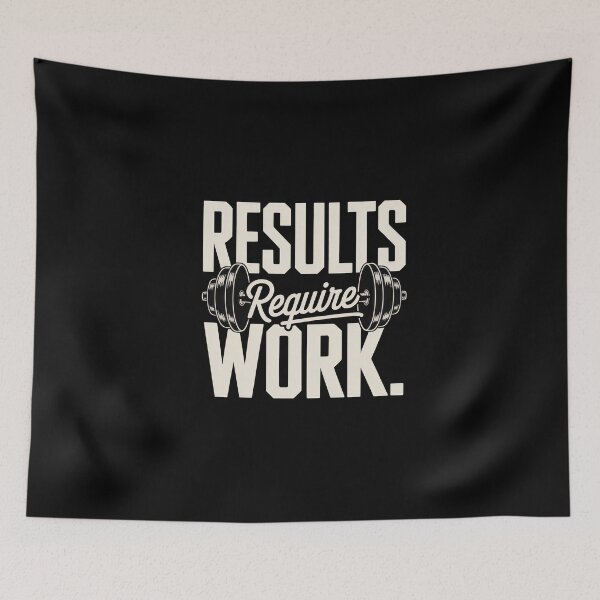 Item preview, Results Require Work – Barbell Gym Results Typography Poster designed and sold by Enea Kelo.