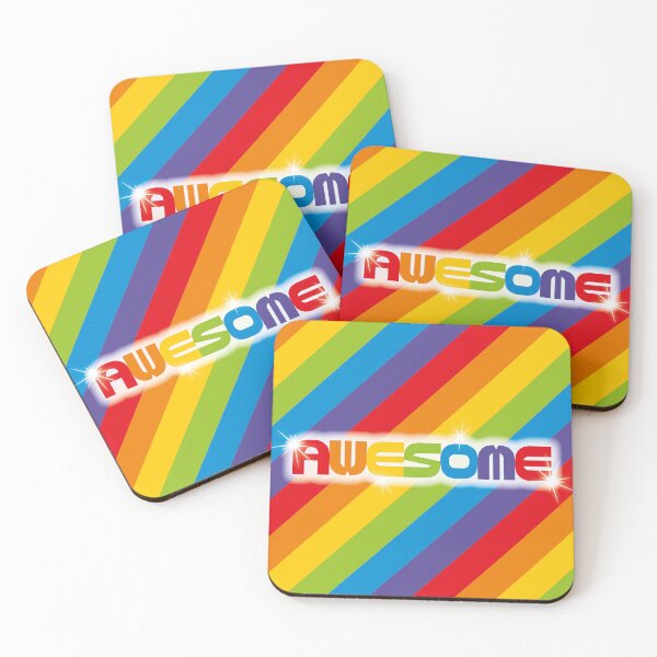 Item preview, Awesome – Bold Rainbow Stripe Typography Art Print designed and sold by Fabulosa Designs.