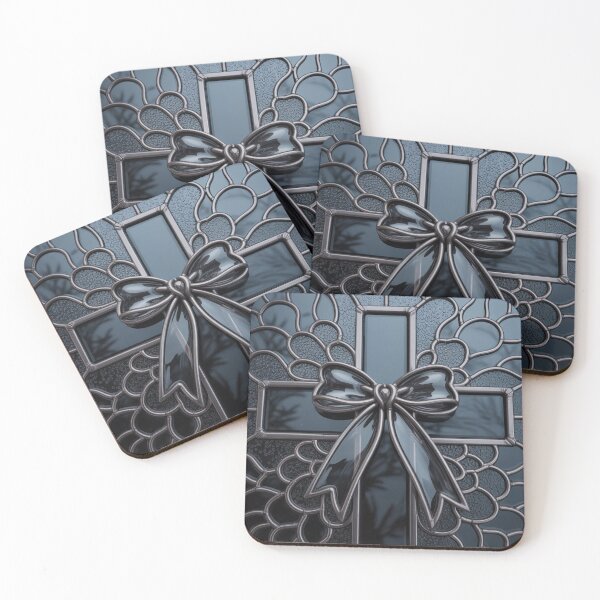 Item preview, Black Stained Glass Cross and Coquette Bow designed and sold by JediKittenWars.