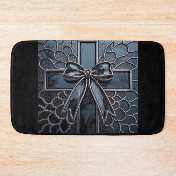 Item preview, Black Stained Glass Cross and Coquette Bow designed and sold by JediKittenWars.