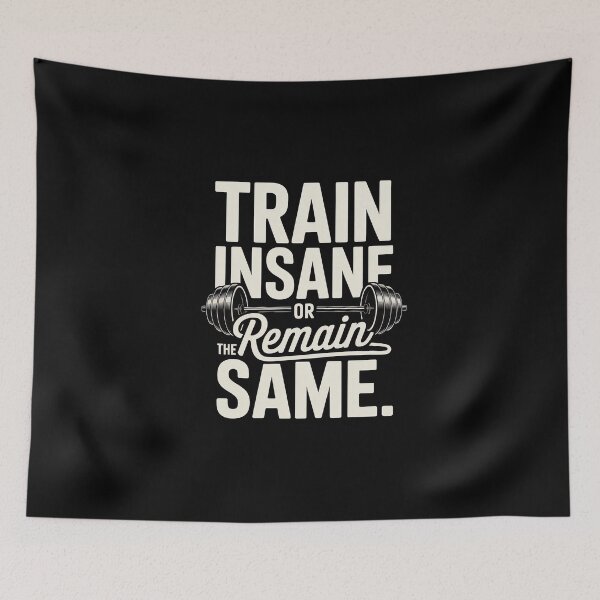 Item preview, Train Insane Or Remain The Same – Barbell Gym Insane Quote Art designed and sold by Enea Kelo.
