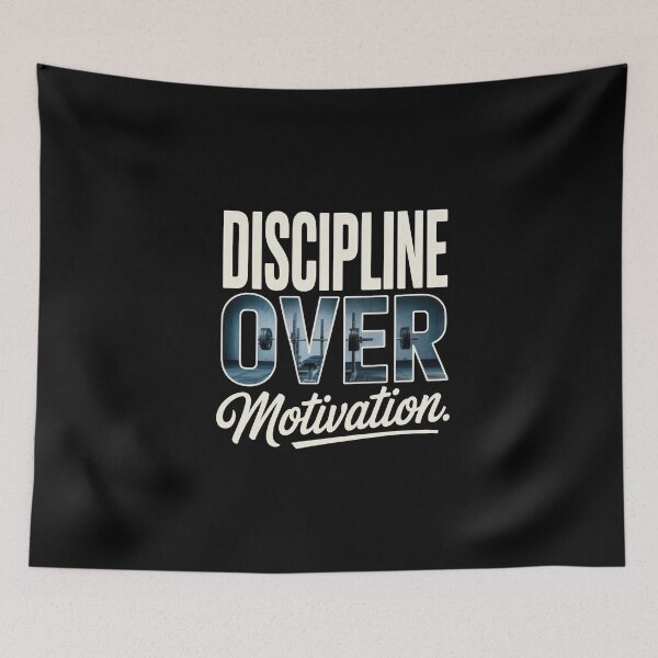 Item preview, Discipline Over Motivation – Barbell Gym Discipline Quote designed and sold by Enea Kelo.