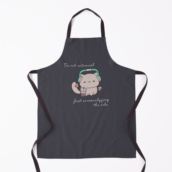 Item preview, "I'm Not Antisocial, Just Overanalyzing the Vibe" Cute Cat Boba designed and sold by KhloshDesigns.
