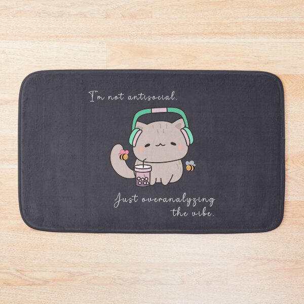Item preview, "I'm Not Antisocial, Just Overanalyzing the Vibe" Cute Cat Boba designed and sold by KhloshDesigns.