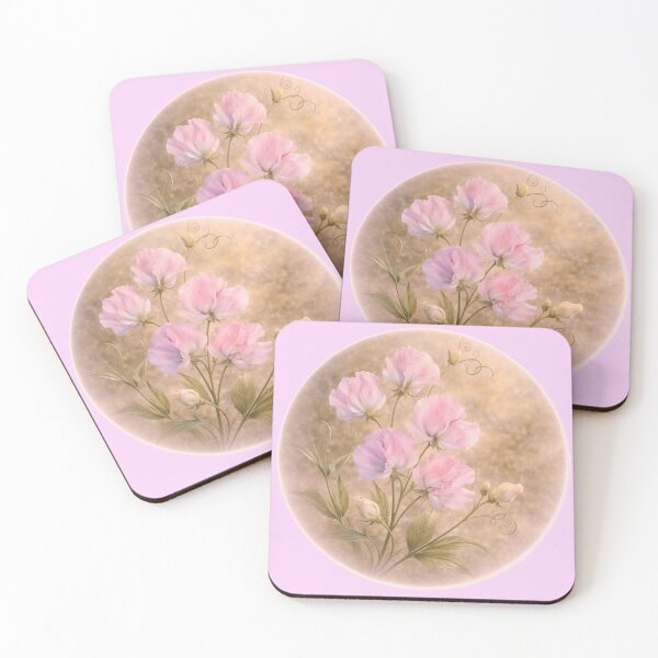 Item preview, Delicate Sweet Pea Blossoms – Romantic Floral Portrait designed and sold by TheJoyfulPen.
