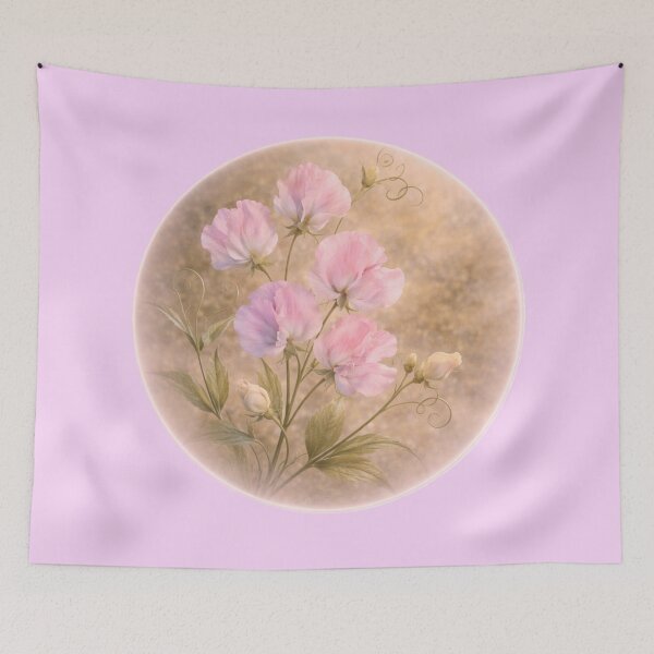 Item preview, Delicate Sweet Pea Blossoms – Romantic Floral Portrait designed and sold by TheJoyfulPen.