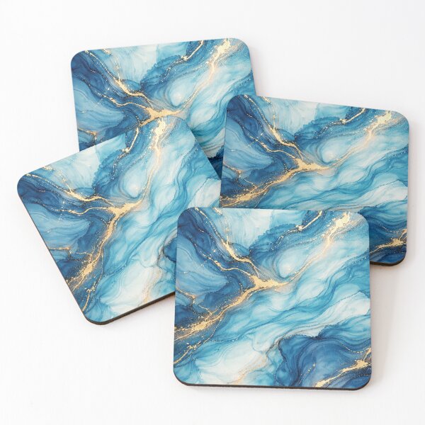 Item preview, Blue & Gold Liquid Marble - Abstract Ocean Ink Pattern designed and sold by Claudi's Palette.
