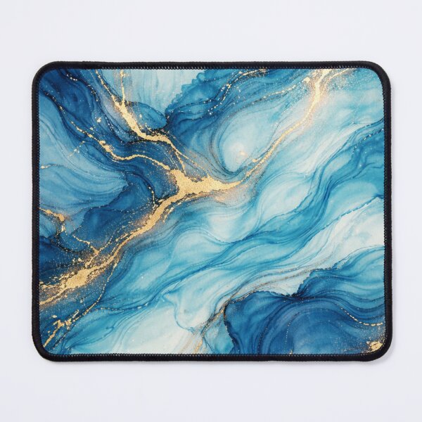 Item preview, Blue & Gold Liquid Marble - Abstract Ocean Ink Pattern designed and sold by Claudi's Palette.