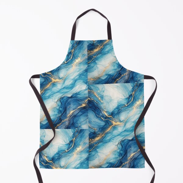 Item preview, Blue & Gold Liquid Marble - Abstract Ocean Ink Pattern designed and sold by Claudi's Palette.