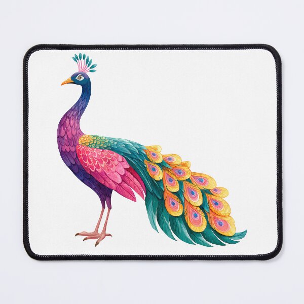 Item preview, Vibrant Peacock Folk Art - Colorful Fantasy Bird Print designed and sold by DesignArtist.ia.