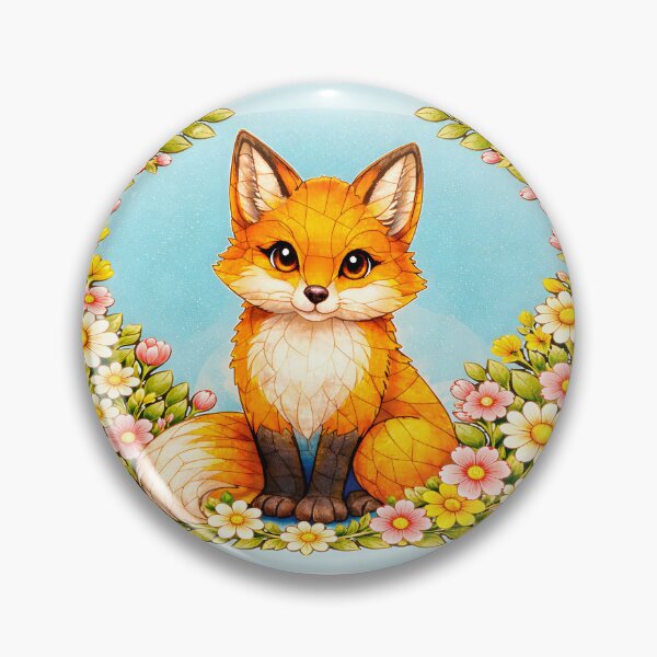 Item preview, Cute Stained Glass Fox with Flowers | Kawaii Fox Art Print, Fox Floral Crown T-Shirt, Whimsical Animal Sticker, Nursery Wall Decor designed and sold by SweetManar.