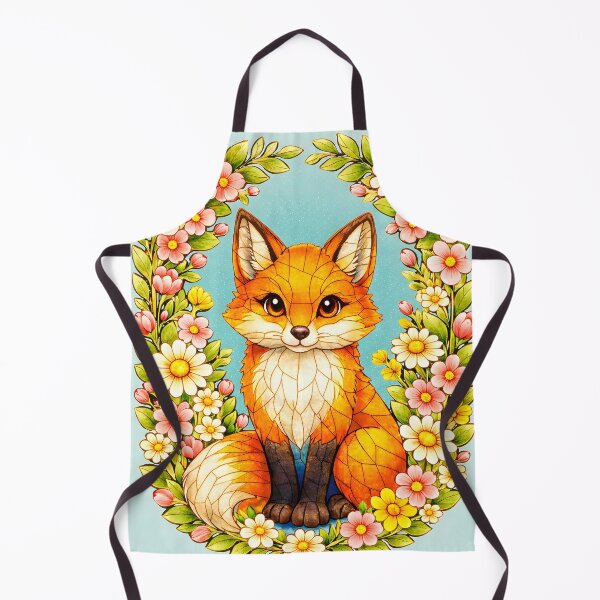 Item preview, Cute Stained Glass Fox with Flowers | Kawaii Fox Art Print, Fox Floral Crown T-Shirt, Whimsical Animal Sticker, Nursery Wall Decor designed and sold by SweetManar.