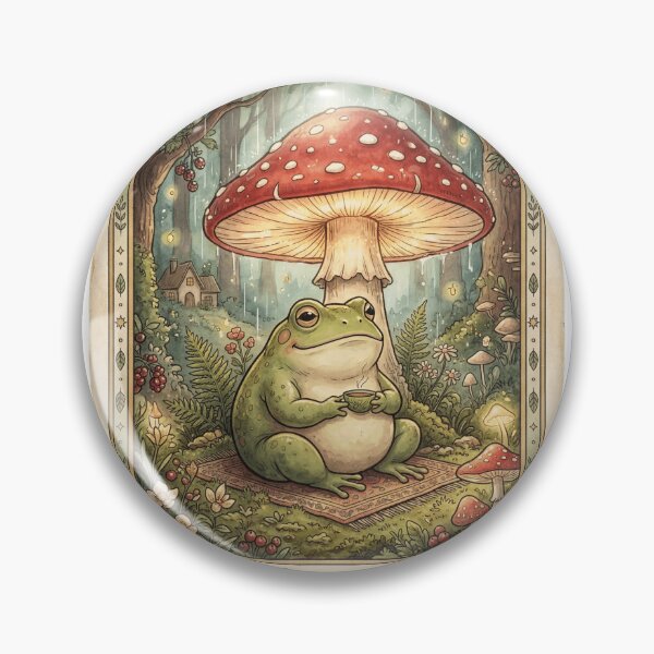 Item preview, The Introvert Frog Mushroom Tarot Card Cozy Cottagecore designed and sold by Retro Mood Co.
