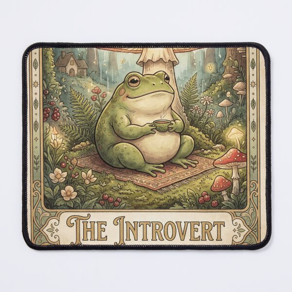Item preview, The Introvert Frog Mushroom Tarot Card Cozy Cottagecore designed and sold by Retro Mood Co.