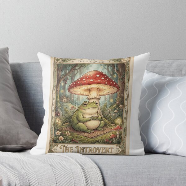 Item preview, The Introvert Frog Mushroom Tarot Card Cozy Cottagecore designed and sold by Retro Mood Co.