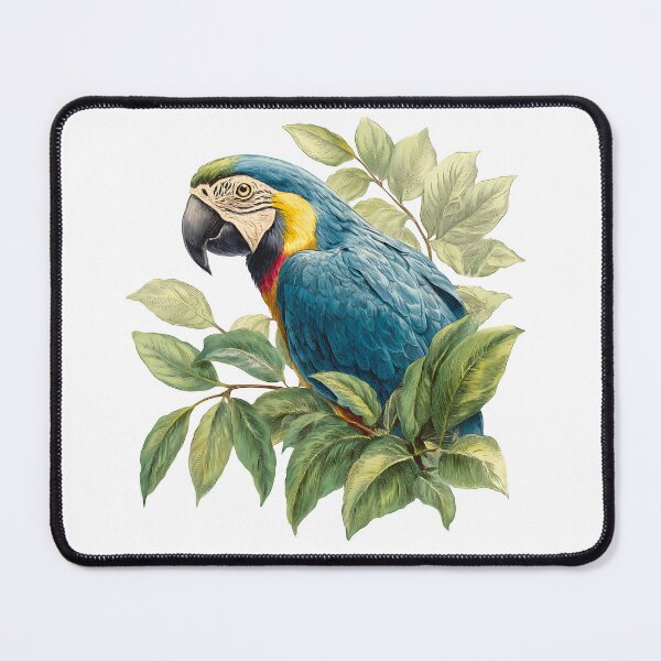 Item preview, Vibrant Macaw Parrot on Leaves - Detailed Tropical Bird Art Print designed and sold by DesignArtist.ia.
