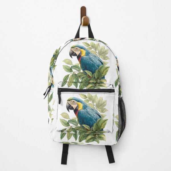 Item preview, Vibrant Macaw Parrot on Leaves - Detailed Tropical Bird Art Print designed and sold by DesignArtist.ia.