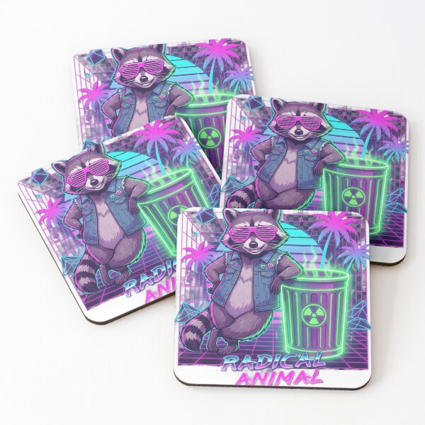 Item preview,  Eat Trash Be Rad Synthwave Neon Raccoon 80s Cyberpunk designed and sold by Retro Mood Co.