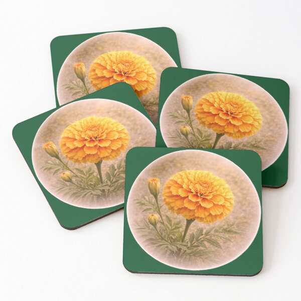 Item preview, Golden Garden Marigold – Radiant Floral Portrait designed and sold by TheJoyfulPen.