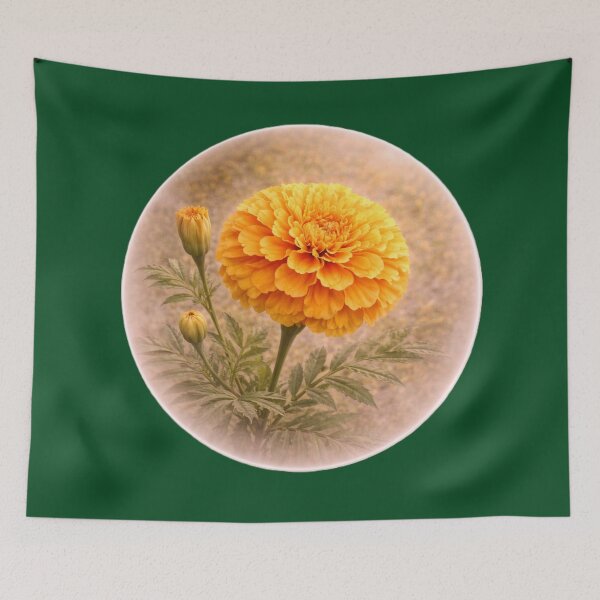 Item preview, Golden Garden Marigold – Radiant Floral Portrait designed and sold by TheJoyfulPen.