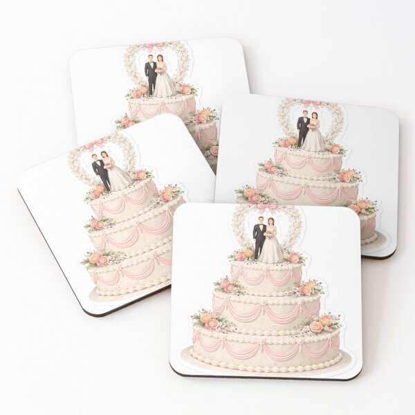 Item preview, A timeless symbol of love and celebration. This vintage-style wedding cake sticker features an elegant multi-tier cake. designed and sold by PIXEL POP DESIGNS - Beyond the Norm!.